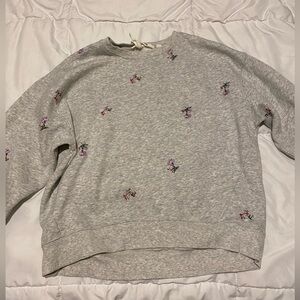 Gray Sweatshirt with Embroidered Details